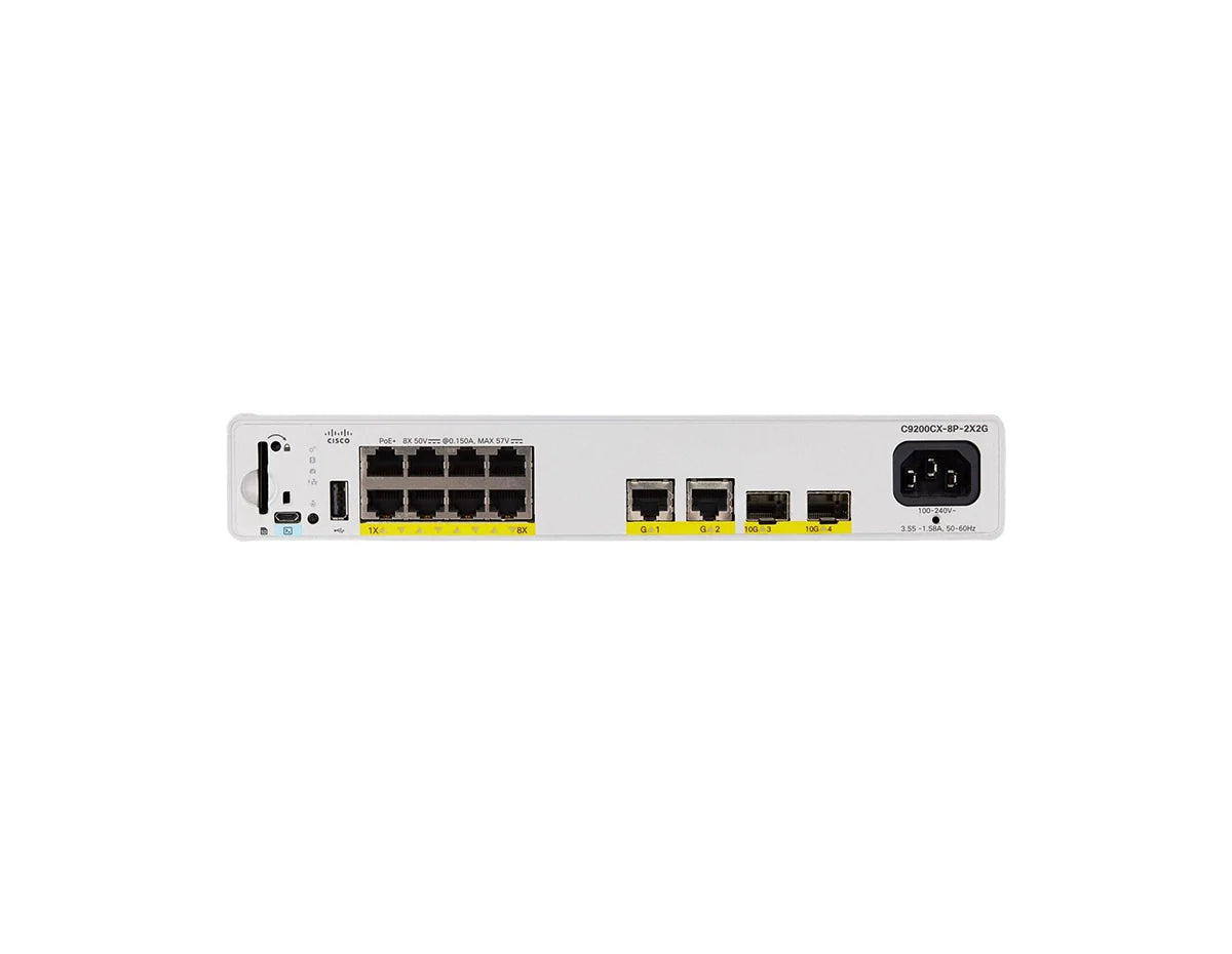 Cisco Catalyst C9200CX-8P-2X2G-A 8-Port PoE+ Compact Switch, Network Advantage