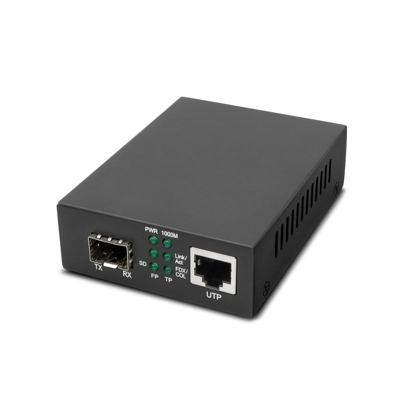 Unmanaged 1x 10/100/1000Base-T to 1x 100/1000Base-X SFP Slot Gigabit Ethernet Media Converter