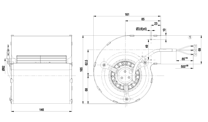 D2E097-BI52-A4  ebm-papst Blowers & Centrifugal Fans AC Centrifugal Blower