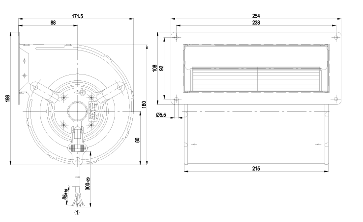 D2E133-AM47-23 ebm-papst Blowers & Centrifugal Fans AC Centrifugal Blower, 254mm, 230VAC
