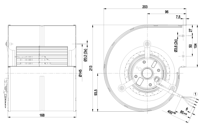 D2E133-CI33-56 ebm-papst Blowers & Centrifugal Fans AC Centrifugal Blower