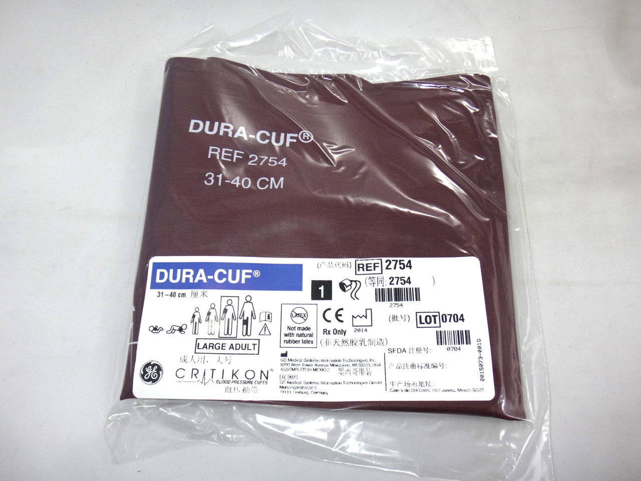 GE Critikon DURA-CUF 2754, Large Adult, BP Cuff (5/box)