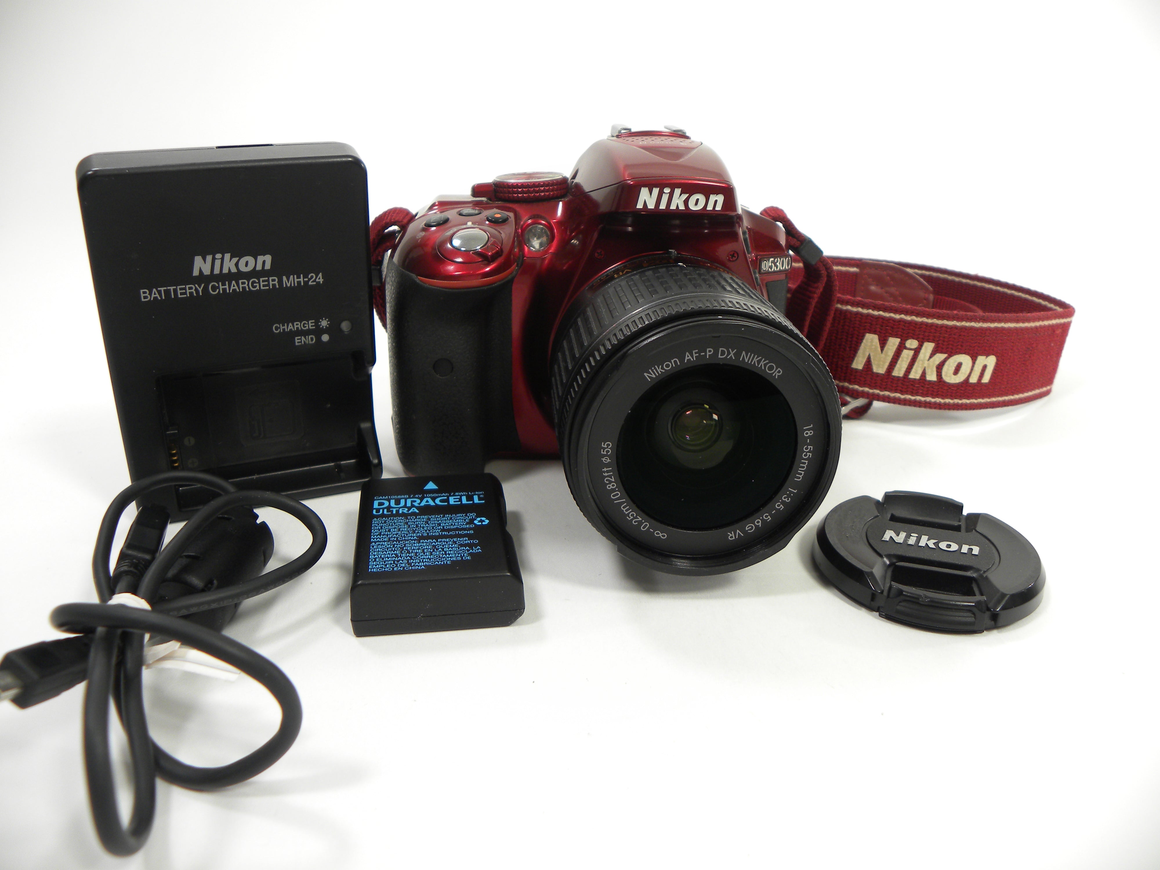 Nikon D5300 24.2mp Digital SLR (Red) w/AF-P 18-55 DX VR Shutter Ct. 39,527