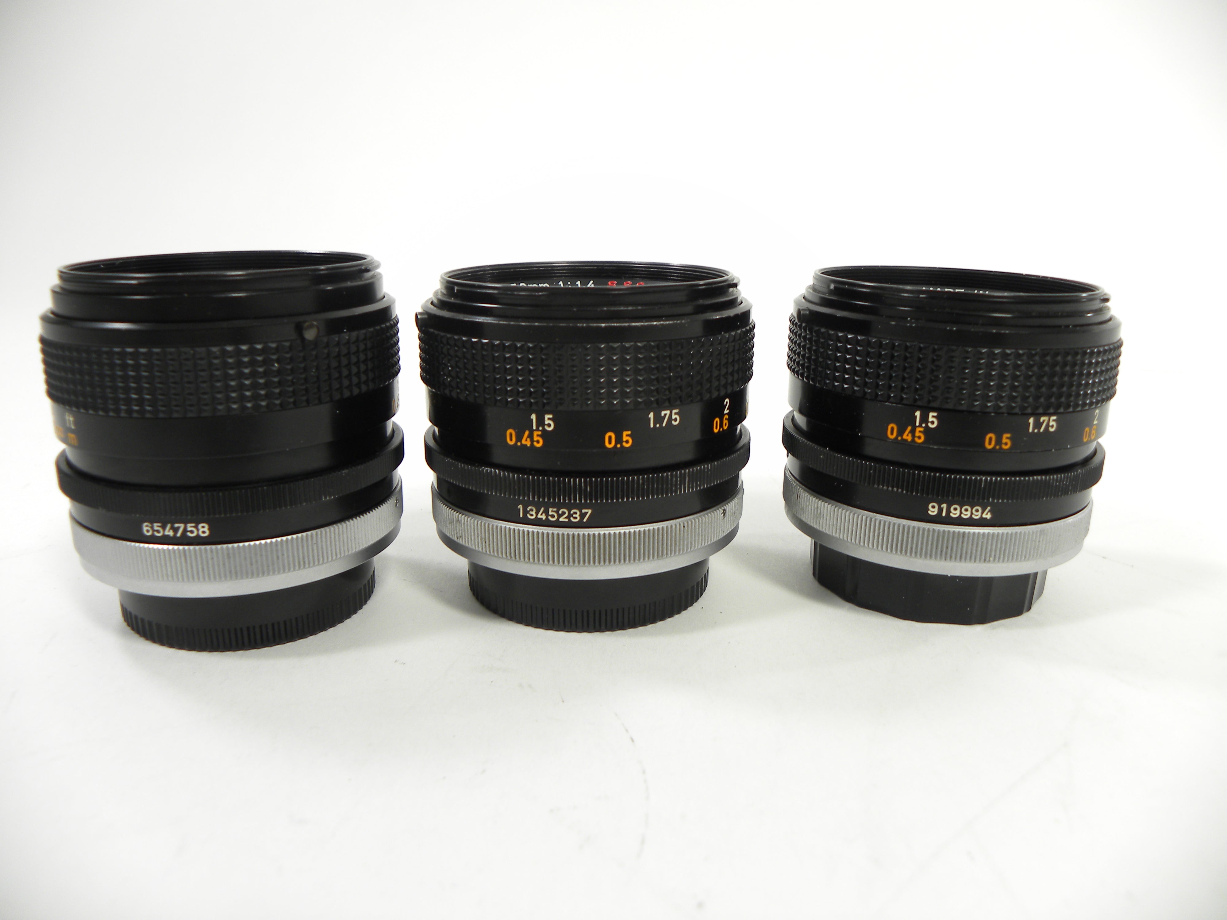 Canon FD 50mm f1.4 Lot of 3  AS IS No Returns (Parts or Repair)