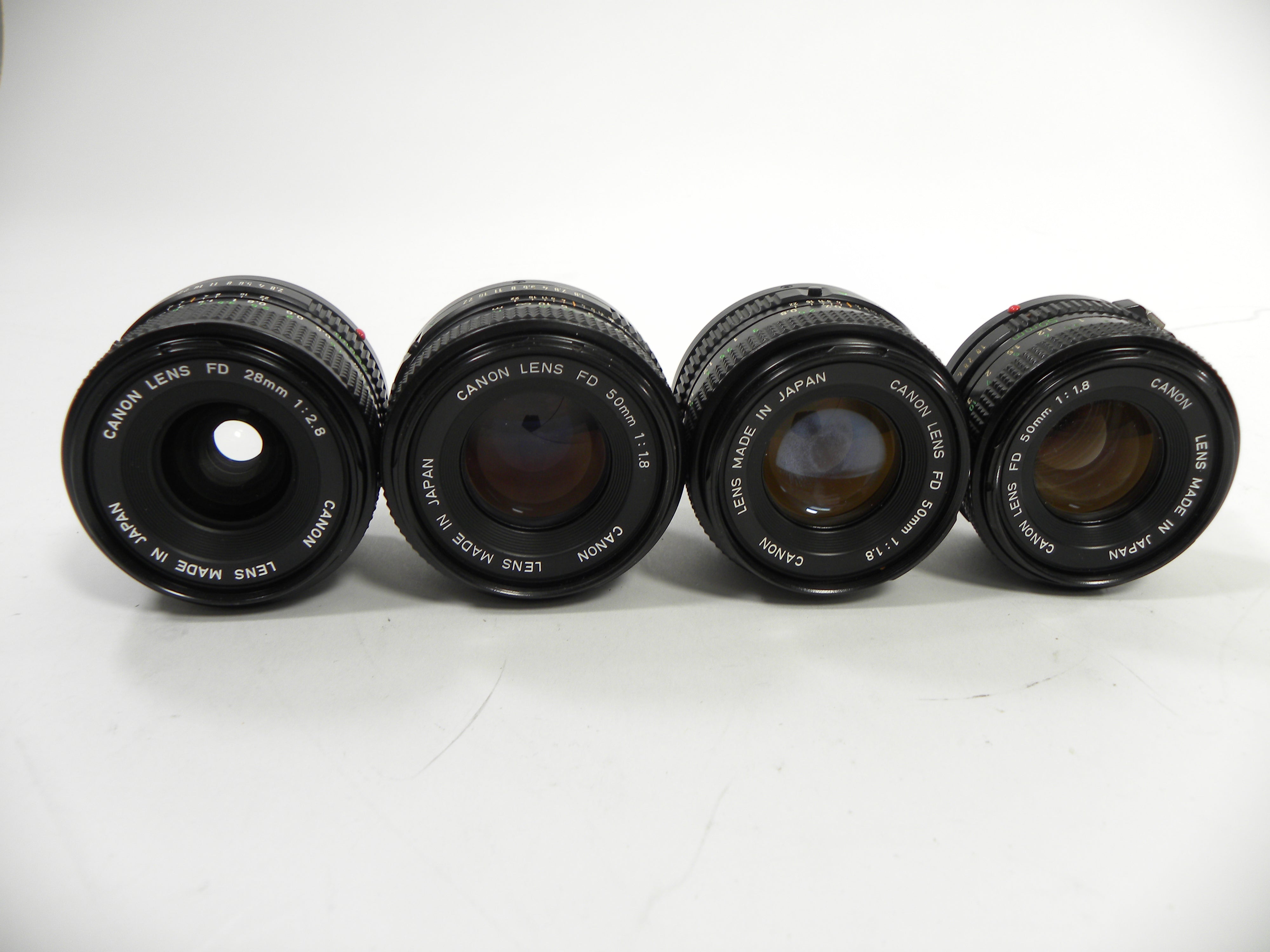 Canon FD 50mm f1.8 & 28mm f2.8 lot of 4 AS IS NO RETURNS!! (parts or repair)