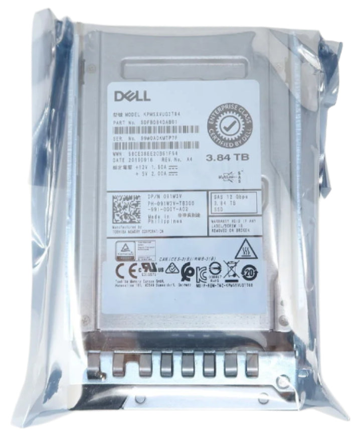 091W3V Dell 3.84TB SAS 2.5" 12G MU SSD KPM5XVUG3T84