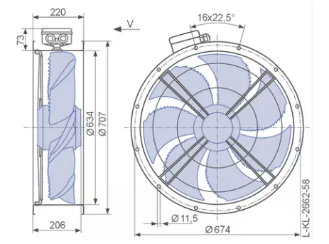 FN063-VDF.6N.V7P6 ZIEHL-ABEGG Axial Fan 3~380/480V 2.6kW 5A