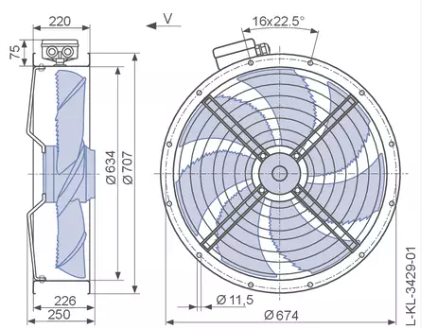 FN063-VDF.6N.V7P7 ZIEHL-ABEGG Axial Fan 3~380/480V 2.6kW 5A