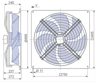 FN063-VDQ.6N.V7P4 ZIEHL-ABEGG Axial Fan 3~400V 2.8/1.75 kW 5/2.9 A
