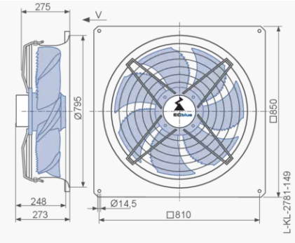 FN071-ZIQ.GL.V7P4 ZIEHL-ABEGG Axial Fan 380/480V 4.6 kW 7.2/5.8 A