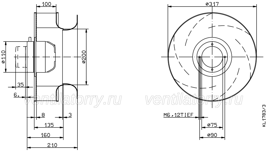 Brand new RH31M-VDK.2C.1R ZIEHL-ABEGG centrifugal fan 3-400V 50HZ