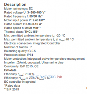 ER40C-ZID.DC.CR ZIEHL-ABEGG centrifugal fan 5.6kW (EC) 3-380/480V