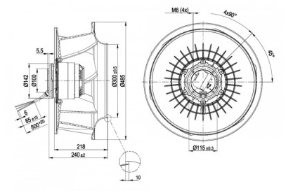 Ebmpapst R4D450-RH01-01 Centrifugal Centrifugal Fan 3~230-400-480V 710/1060/1140W 2.51/3.18/3.05/1.45/1.84/1.76A 710/1060/1140W