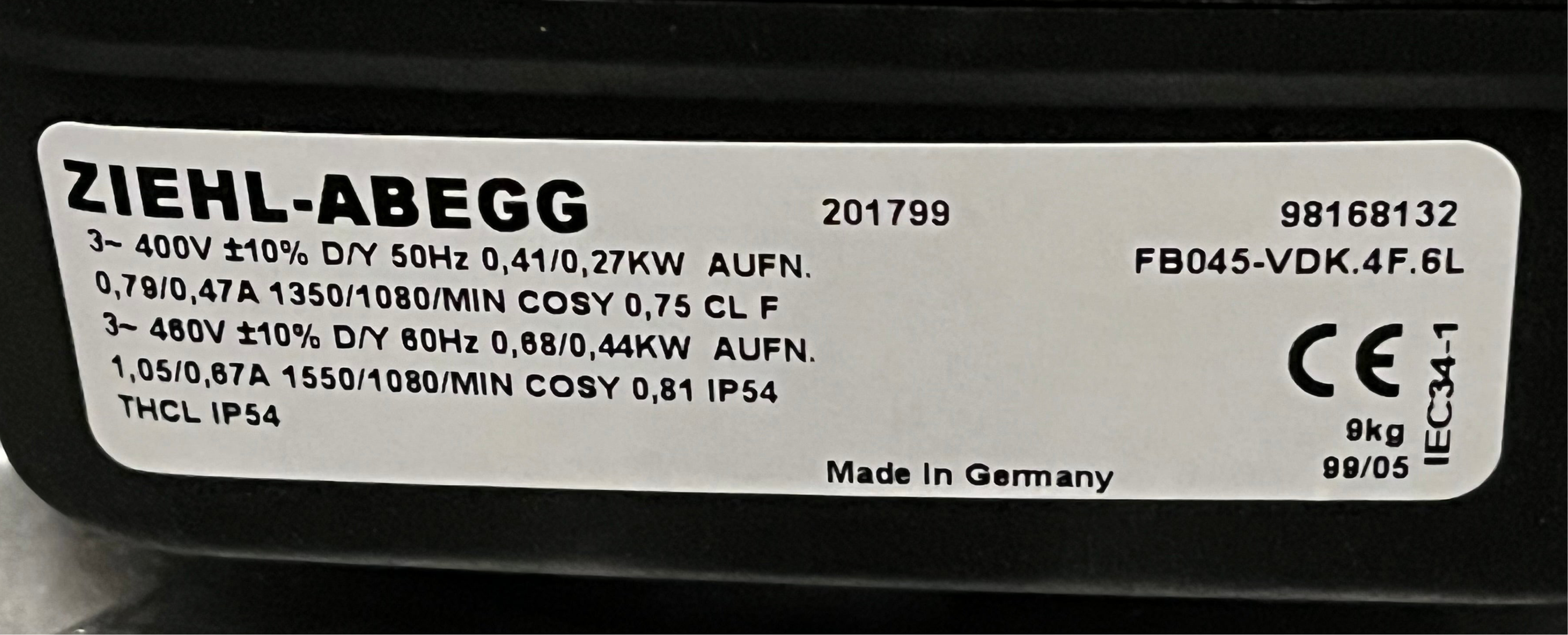 FB045-VDK.4F.6L ZIEHL-ABEGG Axial Fan