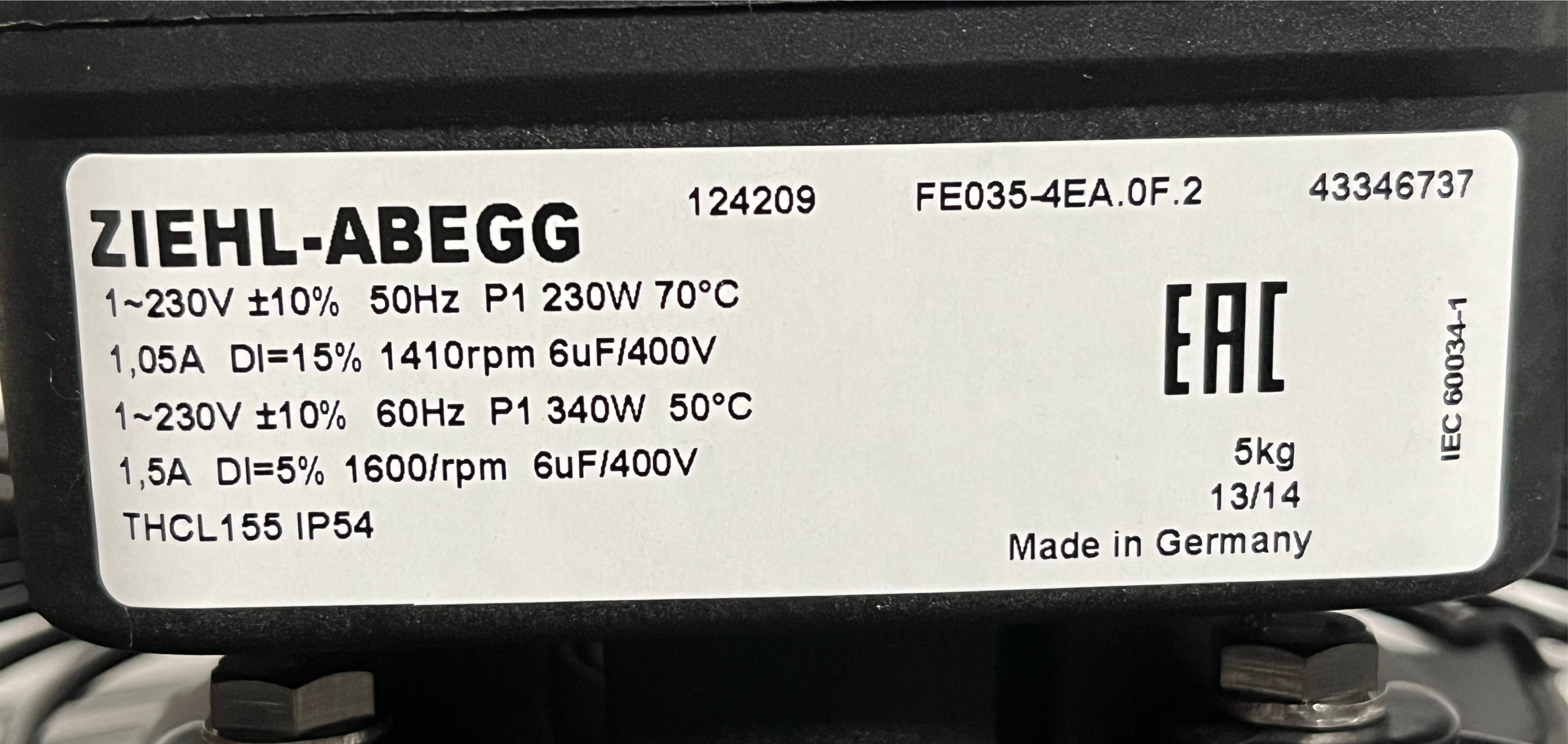 FE035-4EA.0F.2 124209 ZIEHL-ABEGG Axial Fan