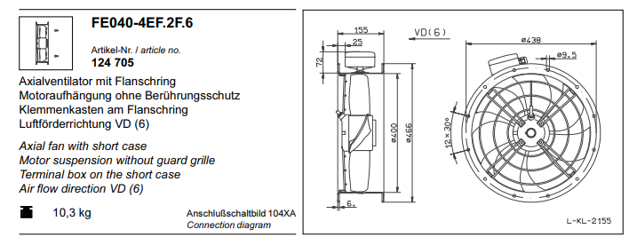 FE040-4EF.2F.6 ZIEHL-ABEGG Axial Fan