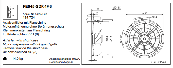 FE045-SDF.4F.6 ZIEHL-ABEGG Axial Fan
