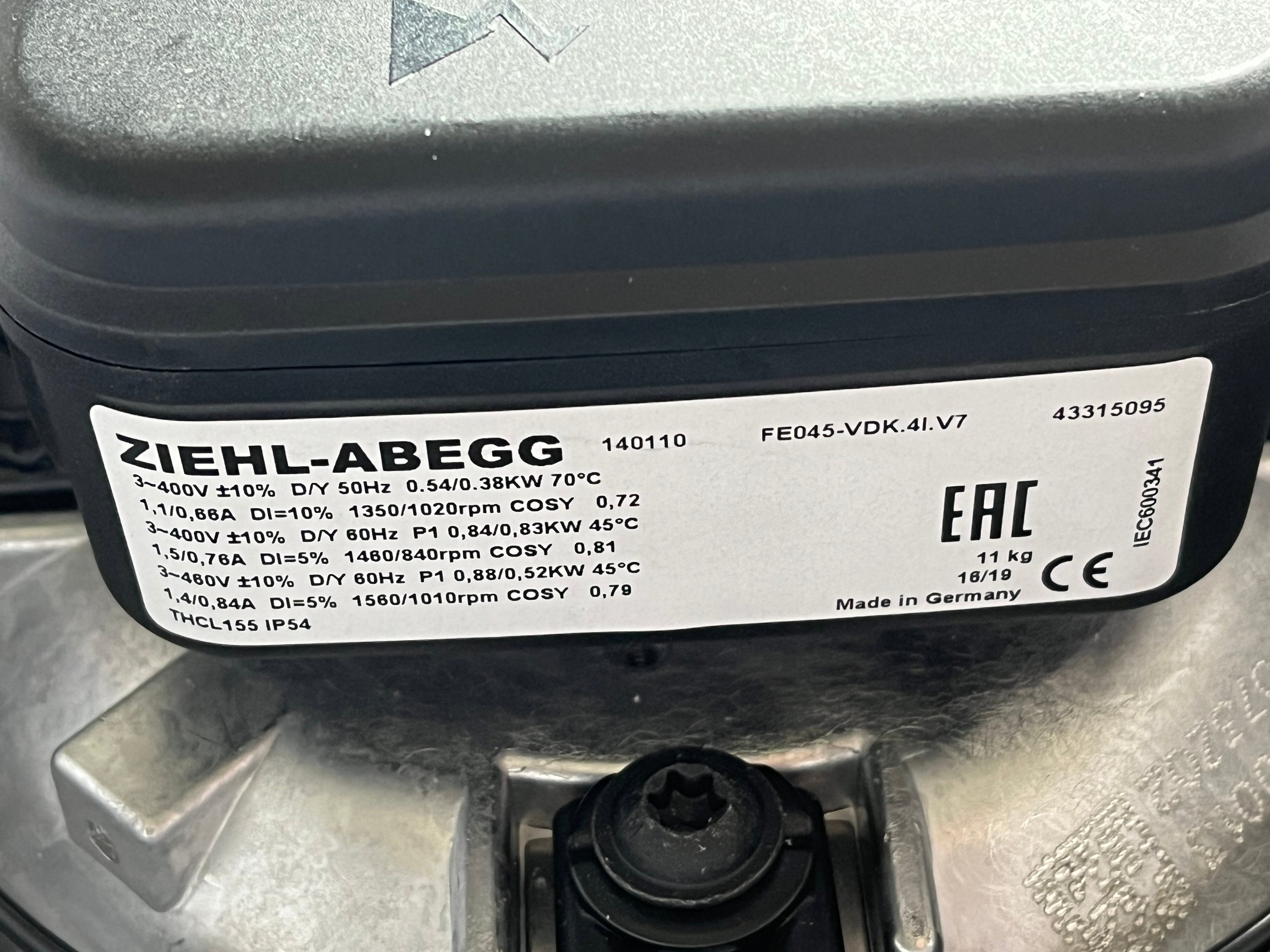 FE045-VDK.4I.V7 3-400V ZIEHL-ABEGG Axial Fan 400V Industrial Cooling Solution