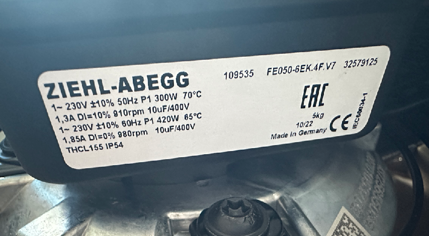 FE050-6EK.4F.V7 ZIEHL-ABEGG Axial Fan 230V Industrial quiet cooling