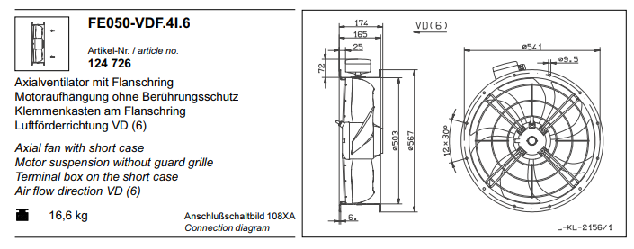 FE050-VDF.4I.6 0.78/0.55kW 3/400V 1.35/0.94A 1340/1000rpm ZIEHL-ABEGG Axial Fan