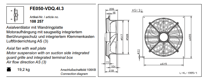 FE050-VDQ.4I.3 ZIEHL-ABEGG Axial Fan
