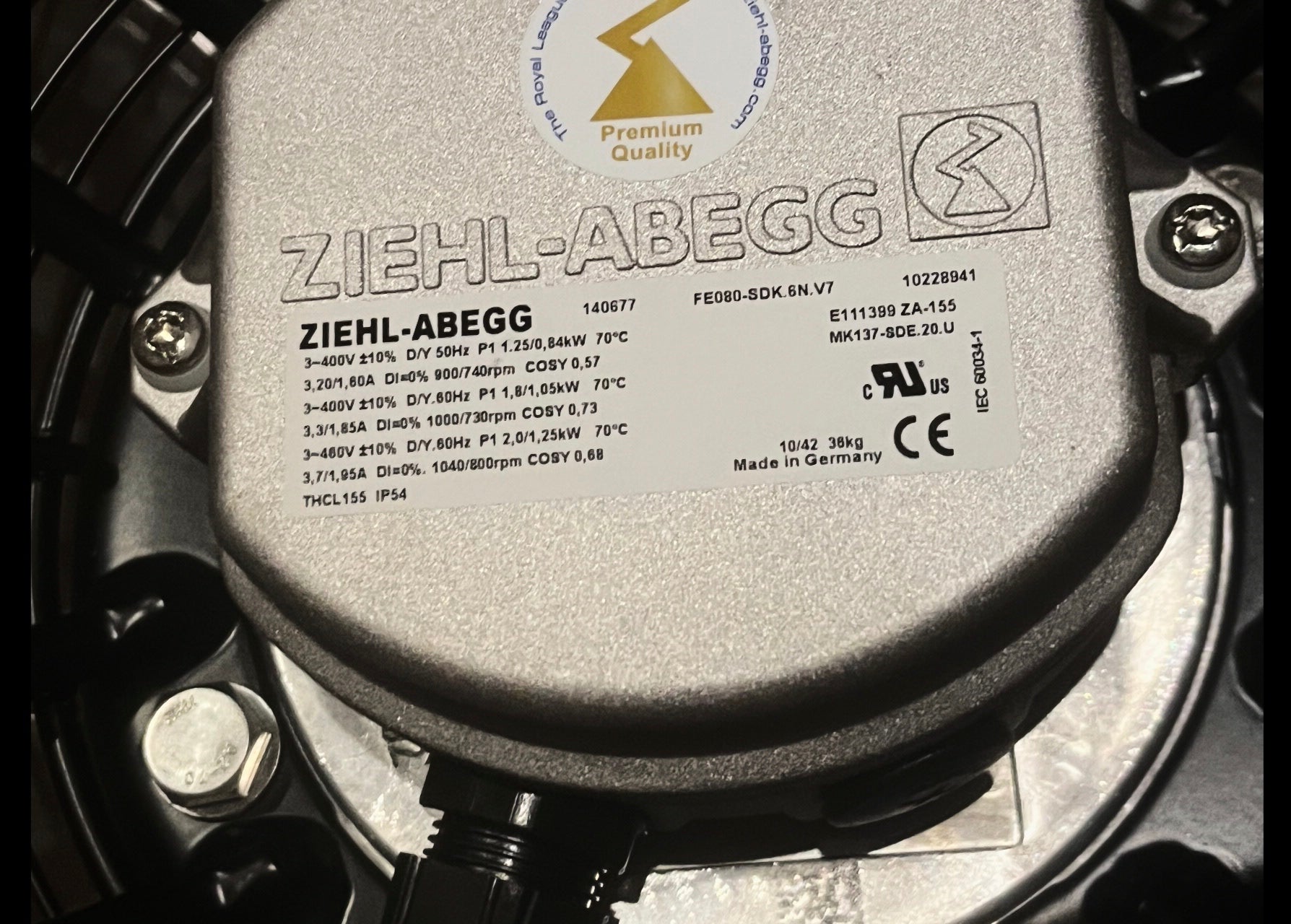 FE080-SDK.6N.V7 ZIEHL-ABEGG Axial Fan 3-400V 50Hz/60/Hz