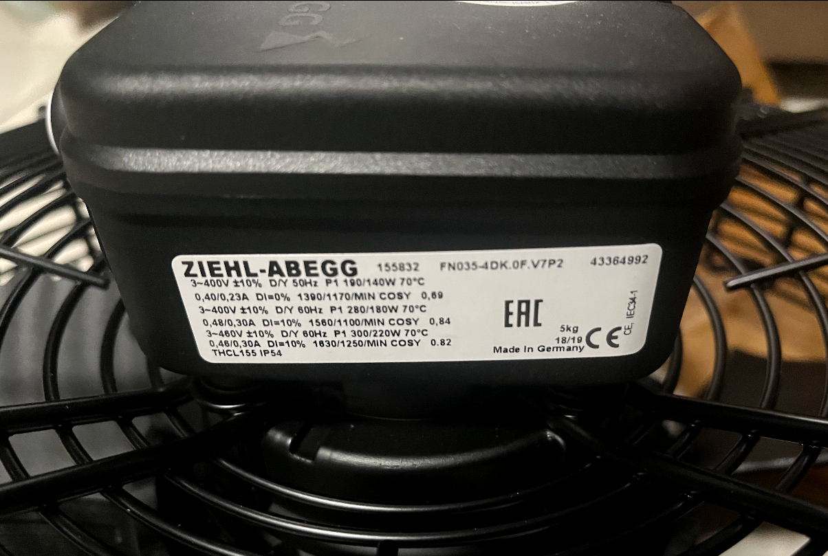 FN035-4DK.0F.V7P2 ZIEHL-ABEGG Axial Fan | 400V 0.19/0.30kW | Compact & Reliable