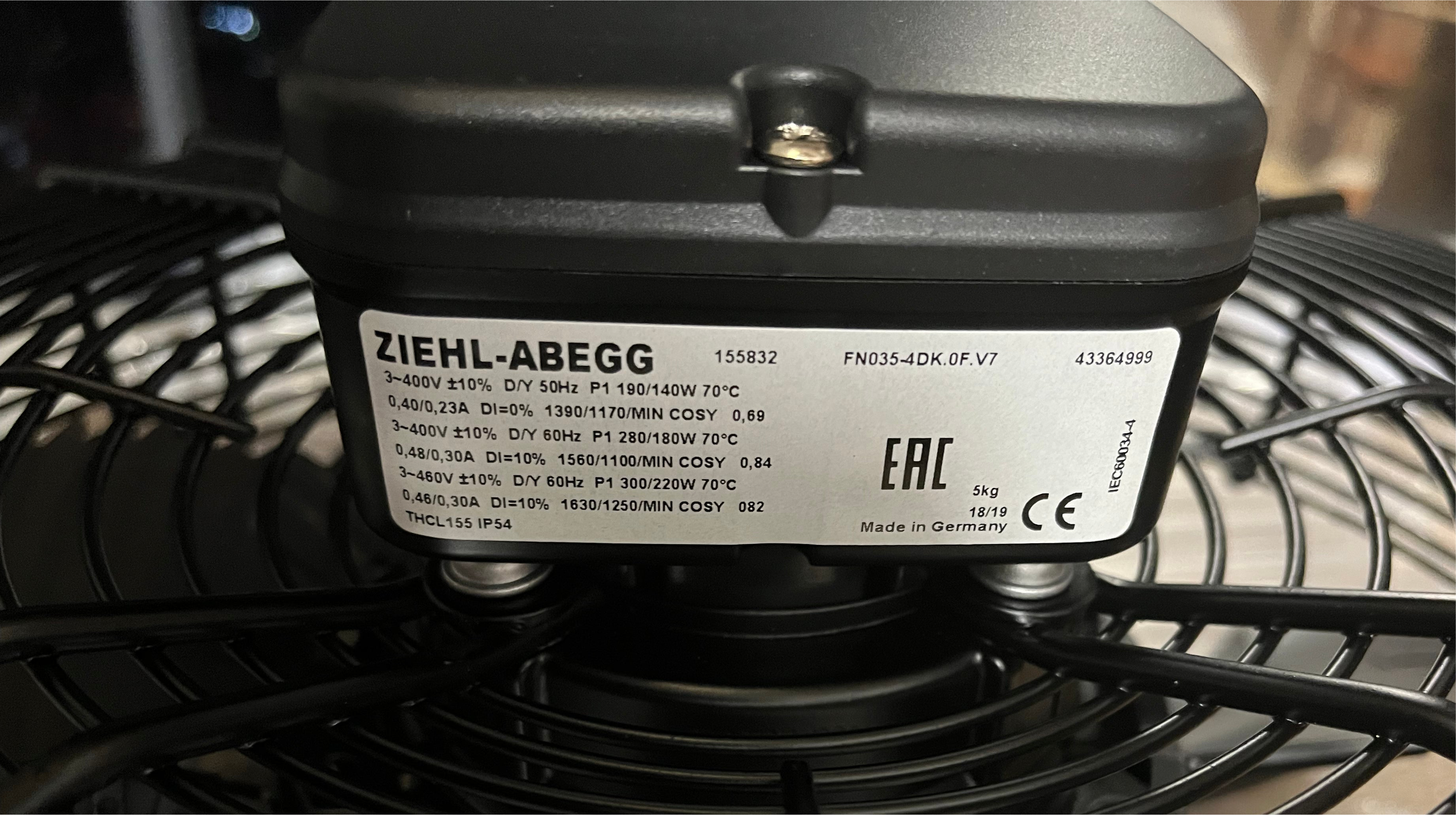 ZIEHL-ABEGG FN035-4DK.0F.V7 Axial Fan | 0.14/0.30kW Dual-Speed | 400V Three-Phase