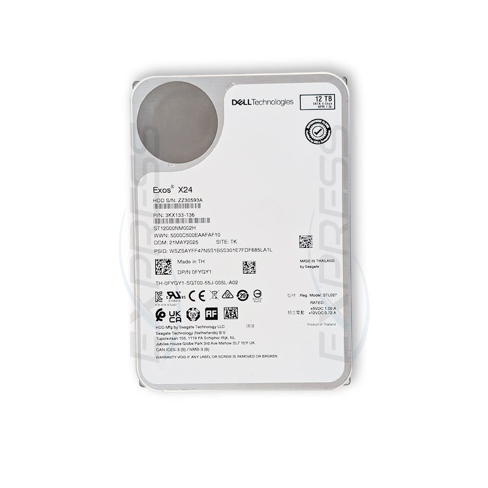 Dell 3.5" 12TB 7.2K SATA 6Gbps Exos X24 HDD | FYGY1