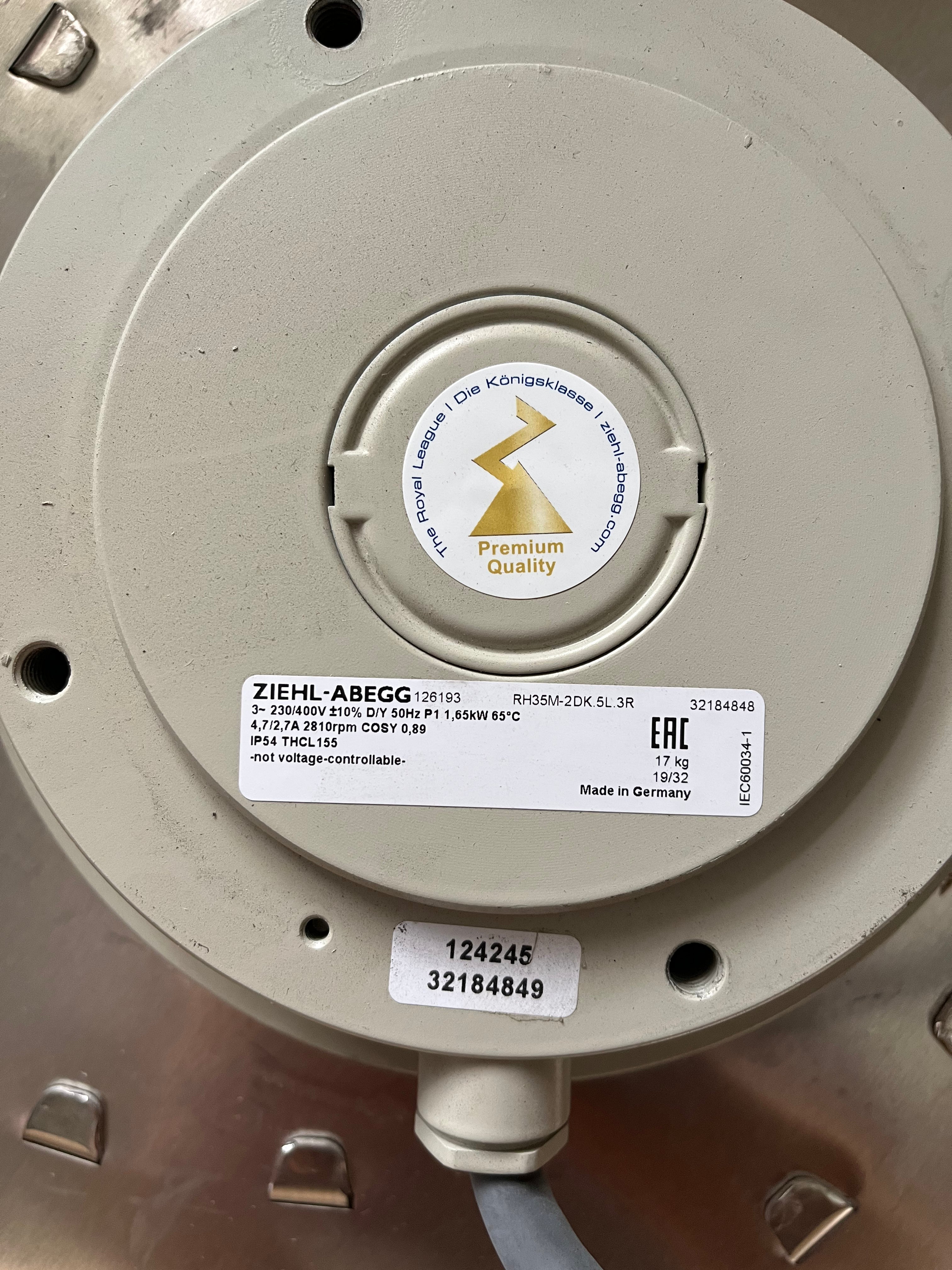 Brand new RH35M-2DK.5L.3R  ZIEHL-ABEGG centrifugal fan 3~ 230/400V 50Hz 1650W 2810r/min