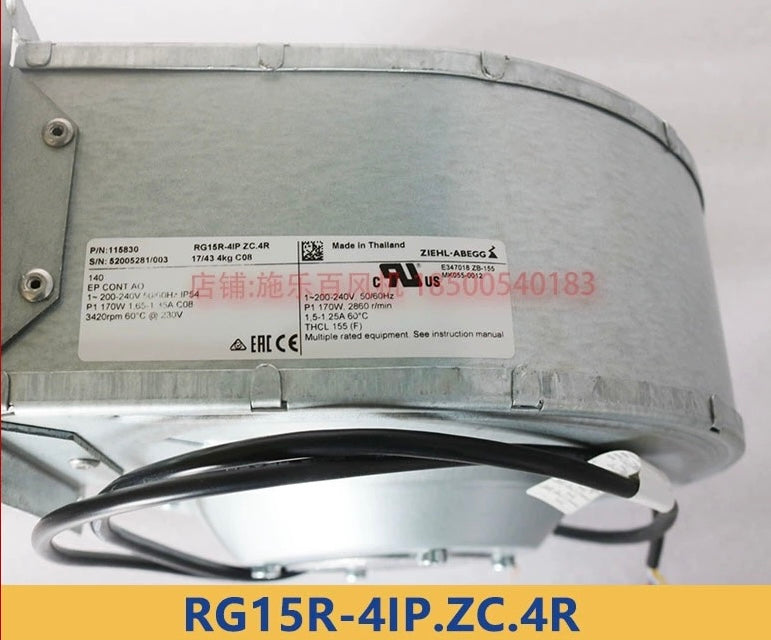 Brand new RG15R-4IP.ZC.4R ZIEHL-ABEGG centrifugal fan
