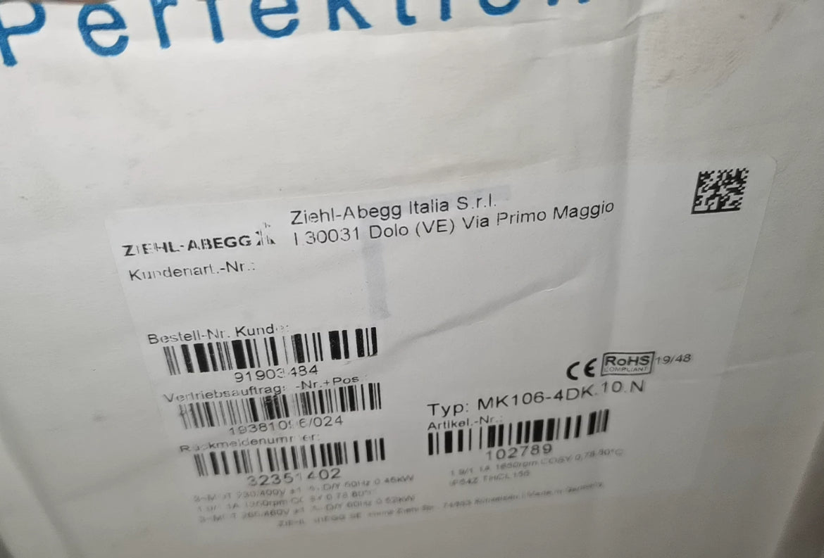 MK092-4DK.10.N ZIEHL-ABEGG Inverter fan motor, 3 pole, 230/400V, 2360rpm, 0.45kW, 50Hz