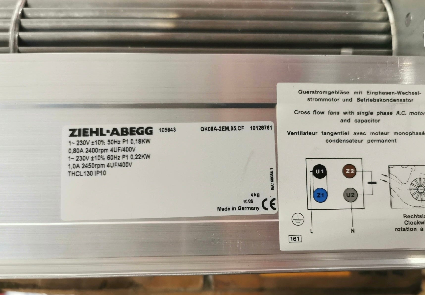 QK08A-2EM.35.CF ZIEHL-ABEGG Crossflow fan