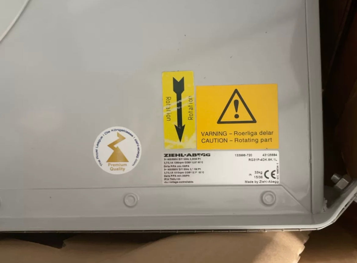 RG31P-4DK.8K.1L ZIEHL-ABEGG centrifugal fan