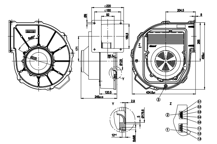 G3G250-GN04-01 Ebmpapst Fan 4500 rpm  4.8A