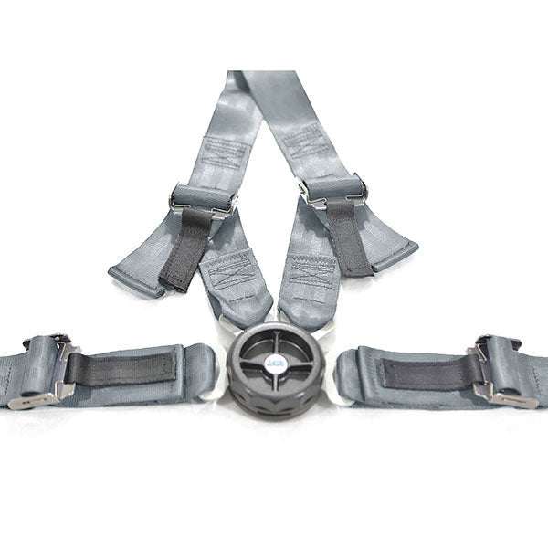Crew 4-Pt Rotary Assembly, Permanent Left Locking Side Adjusters On Harness & Lap Belt Gray