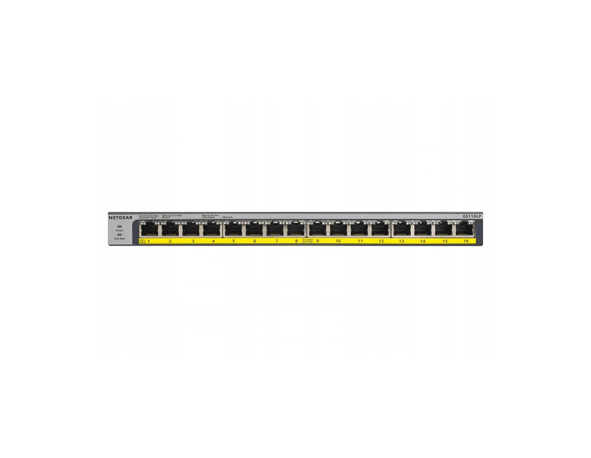 NETGEAR GS116LP 16-Port PoE/PoE+ Gigabit Ethernet Unmanaged Switch