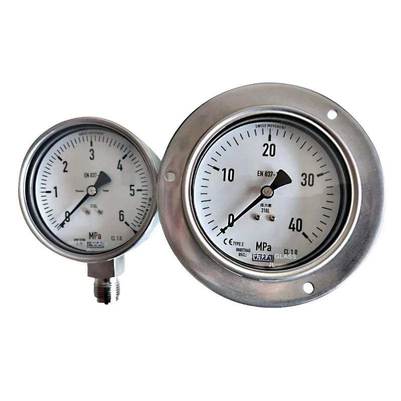 For Wika 233.50 Series All Stainless Steel 100mm Pressure Gauge Bottom Mounting Liquid Application