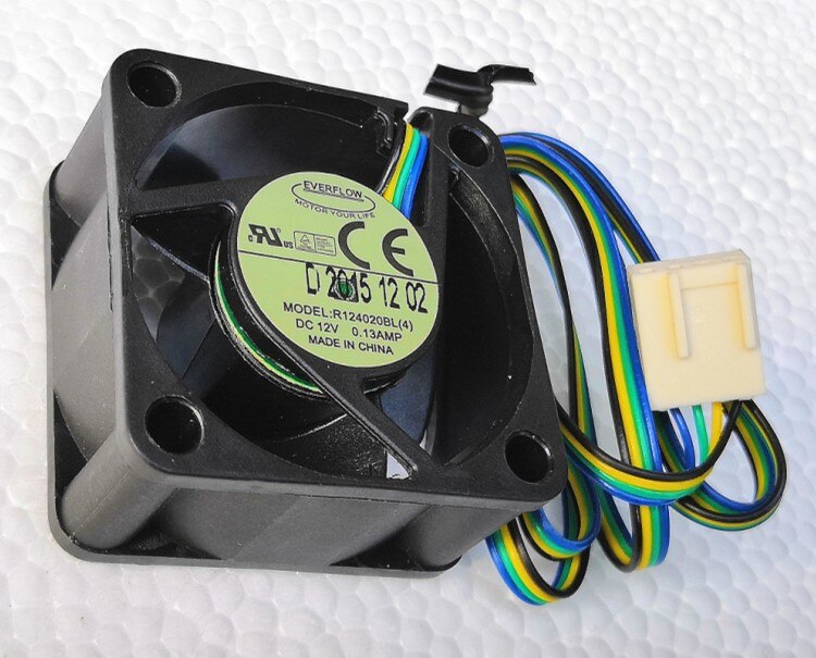 Everflow R124020bl 40x40x20mm 12V DC 0.13A 4-Wire Axial Cooling Fan