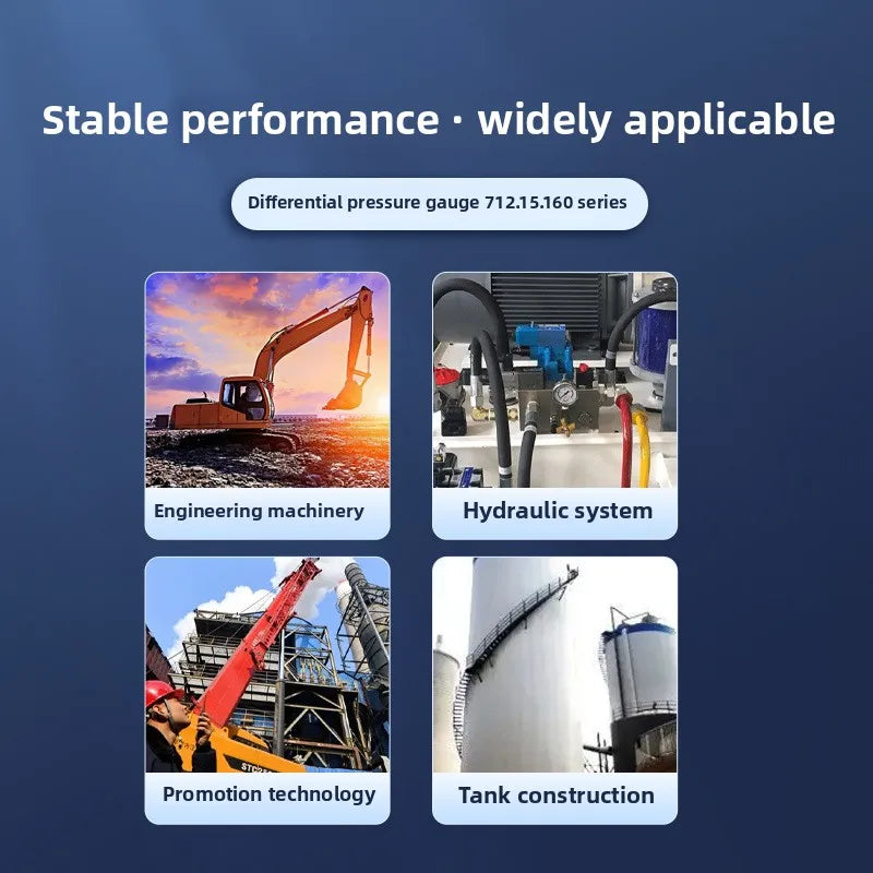 For WIKA Series 712.15.160 100mm Stainless Steel Case Differential Pressure Gauge for Gas Liquid HVAC Applications