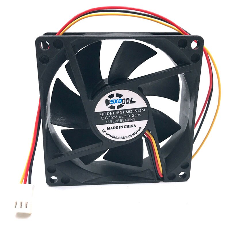 SXDOOL SXD8025S12M 12V DC 80x80x25mm Brushless Cooling Fan