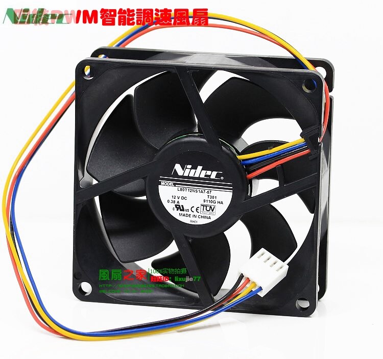 Nidec L80T12NS1A7-57 80x80x25mm 12V DC 1A Axial Cooling Fan