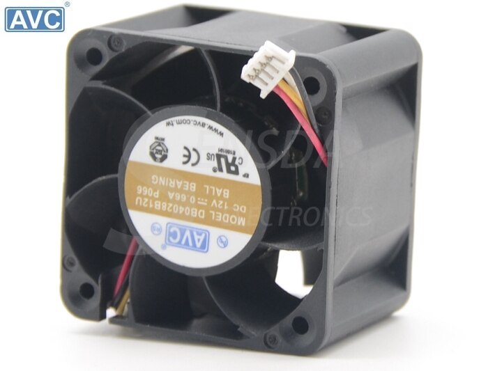 AVC DB04028B12U 40x40x28mm 12V DC 0.66A 4-Wire Axial Cooling Fan