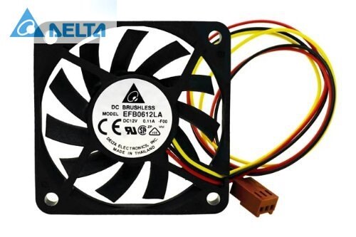 Delta EFB0612LA 60x60x10mm 12V DC 3-Wire Axial Cooling Fan