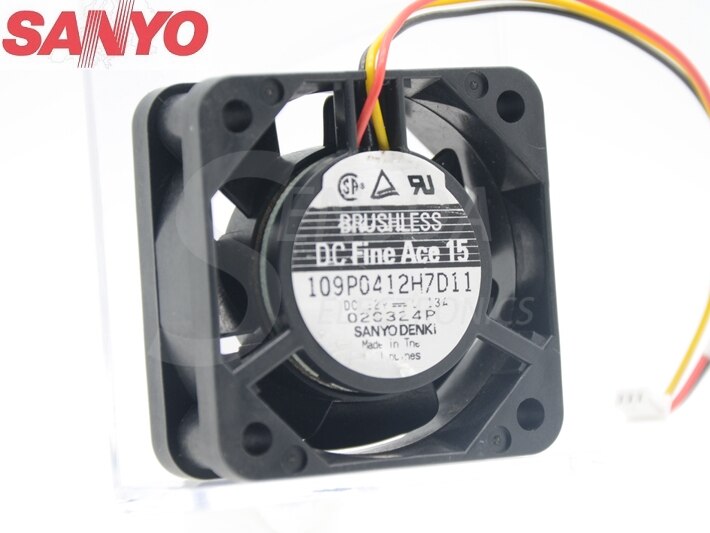 Sanyo Denki 109P0412H7D11 40x40x15mm 12V DC 0.13A Axial Cooling Fan