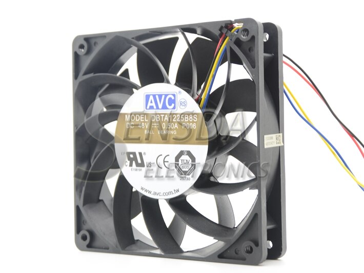 AVC DBTA1225B8S 120x120x25mm 48V DC 0.5A 4-Wire Axial Cooling Fan