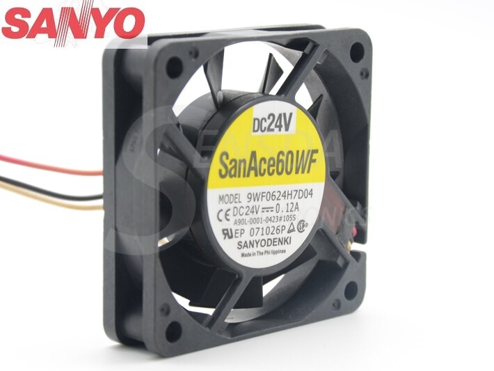 Sanyo Denki 9WF0624H7D04 60x60x15mm 24V DC 04 A Axial Cooling Fan