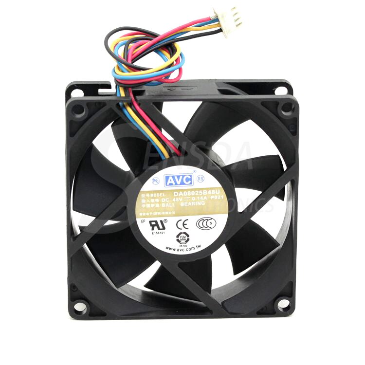 AVC DA08025B48U 80x80x25mm 48V DC 0.14A 4-Wire Axial Cooling Fan