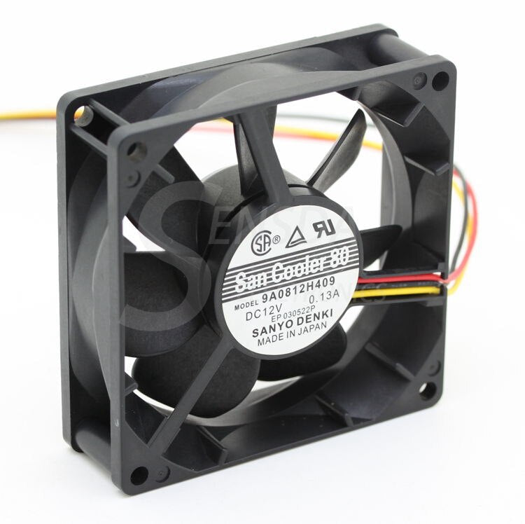 Sanyo Denki 9A0812H409 80x80x25mm 12V DC 9A Axial Cooling Fan
