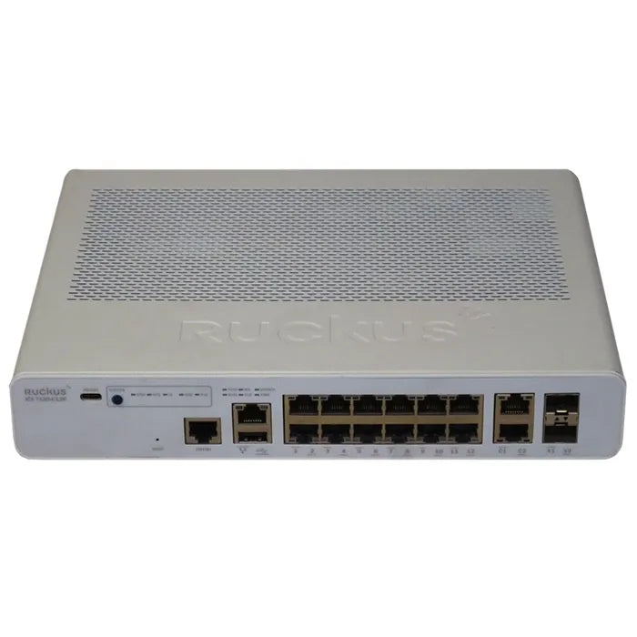 ICX7150-C12P-2X10GR-A Ruckus Networks ICX 7150 12-Ports PoE+ with 2x 1GbE RJ45 Uplink Ports and 2x 10GbE SFP+ Stacking Ports Layer 3 Supported Compact Switch TAA-Compliant
